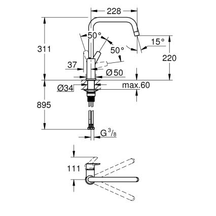 GROHE 30630000 - Mitigeur d'évier START 311 mm chrome brillant