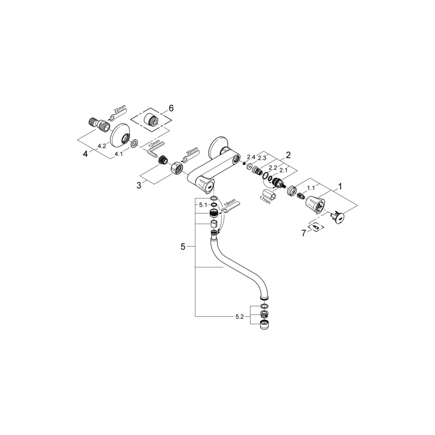 GROHE 31187001 - COSTA L wandkraan voor spoelbak 200 mm, glanzend chroom