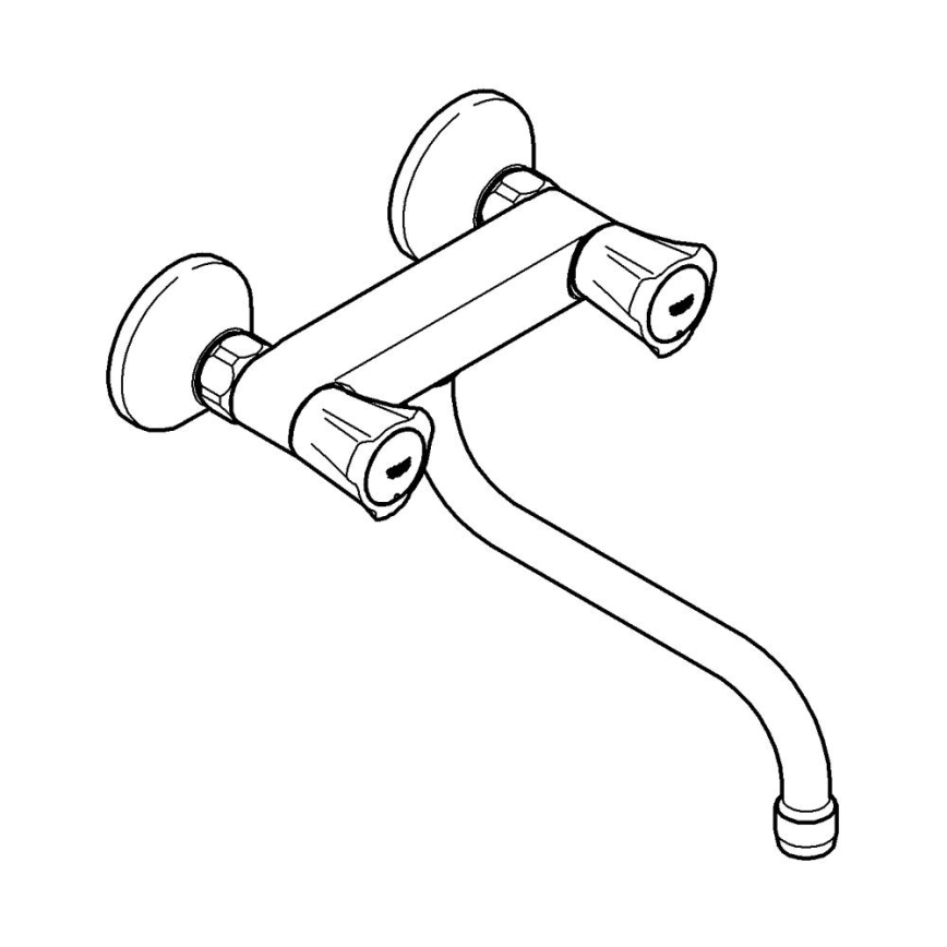 GROHE 31187001 - COSTA L wandkraan voor spoelbak 200 mm, glanzend chroom