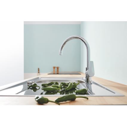 GROHE 31367001 - Mitigeur d'évier BAUEDGE 332 mm, finition chrome brillant