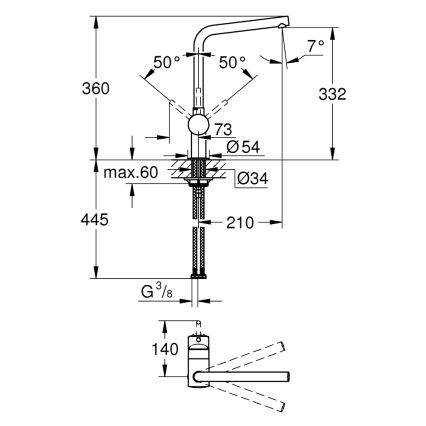 GROHE 31375000 - Keukenkraan A 360 mm glanzend chroom