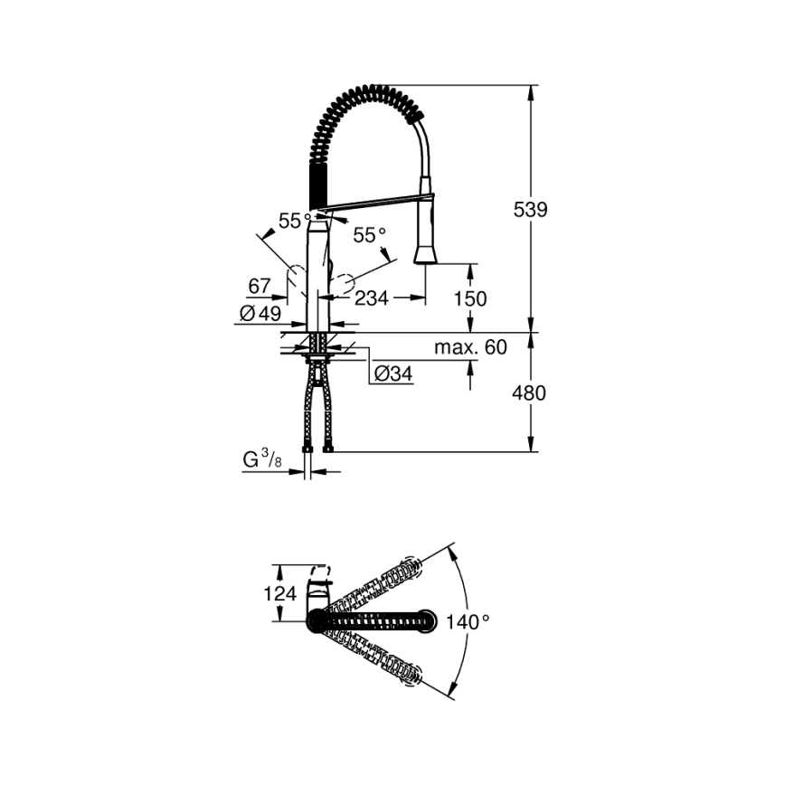 GROHE 31379DC0 - RVS keukenkraan K7