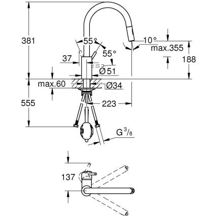 GROHE 31483DC2 - Roestvrijstalen keukenkraan CONCETTO