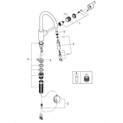 GROHE 31486DC1 - Keukenkraan FEEL RVS