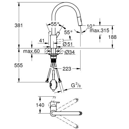 GROHE 31486DC1 - Keukenkraan FEEL RVS