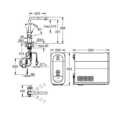 GROHE 31539000 - Mitigeur pour évier BLUE HOME, bec en L, chromé brillant
