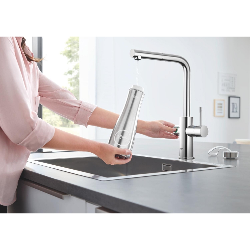 GROHE 31539000 - Mitigeur pour évier BLUE HOME, bec en L, chromé brillant