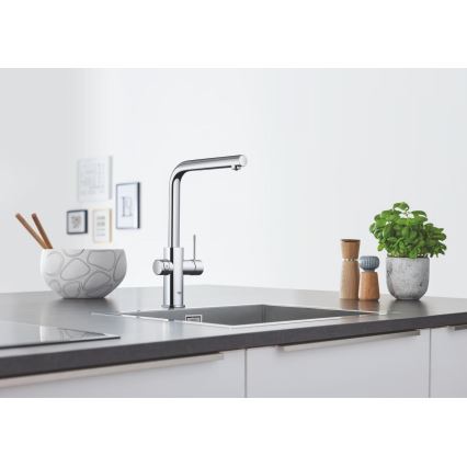 GROHE 31539000 - Mitigeur pour évier BLUE HOME, bec en L, chromé brillant
