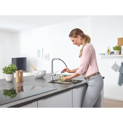 GROHE 31539000 - Mitigeur pour évier BLUE HOME, bec en L, chromé brillant