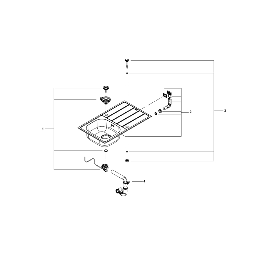 GROHE 31552SD1 - Évier K200 860 x 500 mm en acier inoxydable