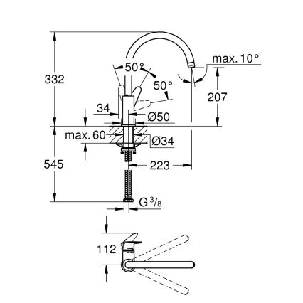 GROHE 31554001 - START CURVE keukenkraan, glanzend chroom