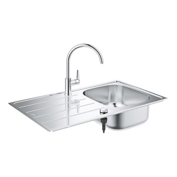GROHE 31562SD1 - Complete keukenset met BAU-spoelbak en keukenkraan, 860 x 500 mm, roestvrij staal