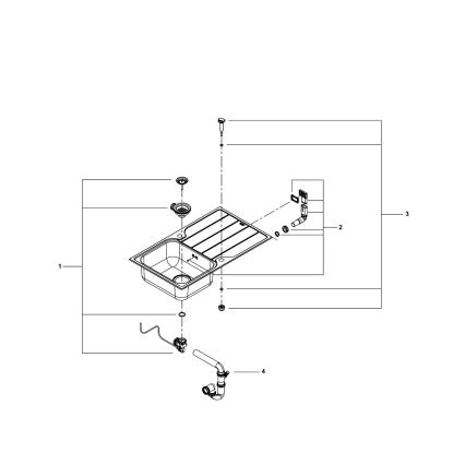 GROHE 31573SD1 - Ensemble évier de cuisine K500 avec égouttoir et mitigeur A, 86×50 cm, acier inoxydable