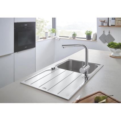 GROHE 31573SD1 - Ensemble évier de cuisine K500 avec égouttoir et mitigeur A, 86×50 cm, acier inoxydable