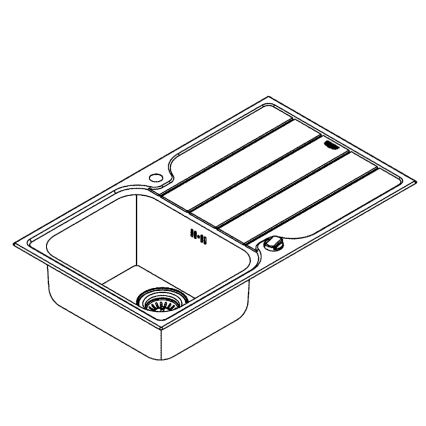 GROHE 31573SD1 - Set keukenspoelbak K500 met afdruipplaat en kraan A, 86×50 cm, roestvrij staal