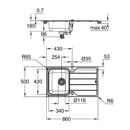 GROHE 31573SD1 - Set keukenspoelbak K500 met afdruipplaat en kraan A, 86×50 cm, roestvrij staal
