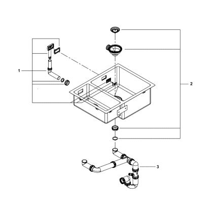 GROHE 31576SD1 - Keukenspoelbak K700U 595 × 450 mm roestvrij staal