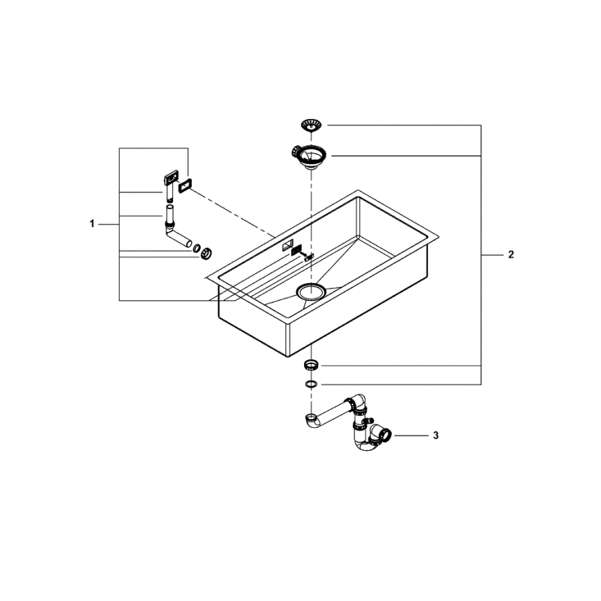 GROHE 31580SD1 - Évier de cuisine K700 864 × 464 mm en acier inoxydable