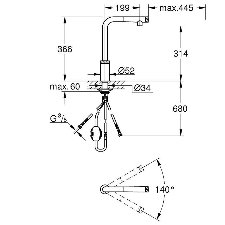 GROHE 31613DC0 - Keukenkraan A SmartControl RVS