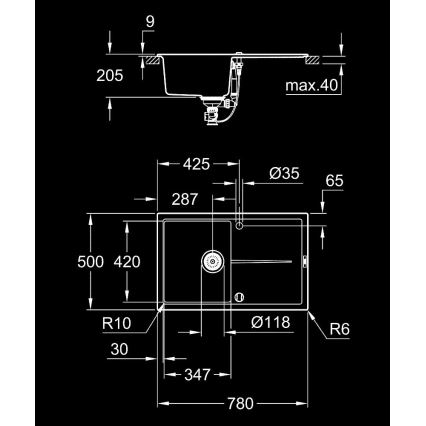 GROHE 31639AP0 - Keukenspoelbak K400 780 × 500 mm steen/zwart