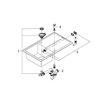 GROHE 31640AP0 - Évier en composite K400 860 × 500 mm noir