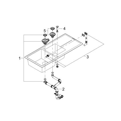 GROHE 31643AP0 - Composiet spoelbak K400 1160 × 500 mm steen/zwart