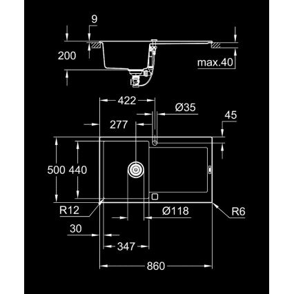 GROHE 31644AP0 - Évier K500 860 × 500 mm granit/noir