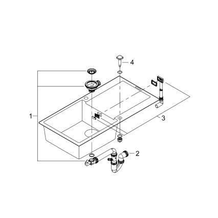 GROHE 31645AP0 - Composiet spoelbak K500 1000 × 500 mm, zwart