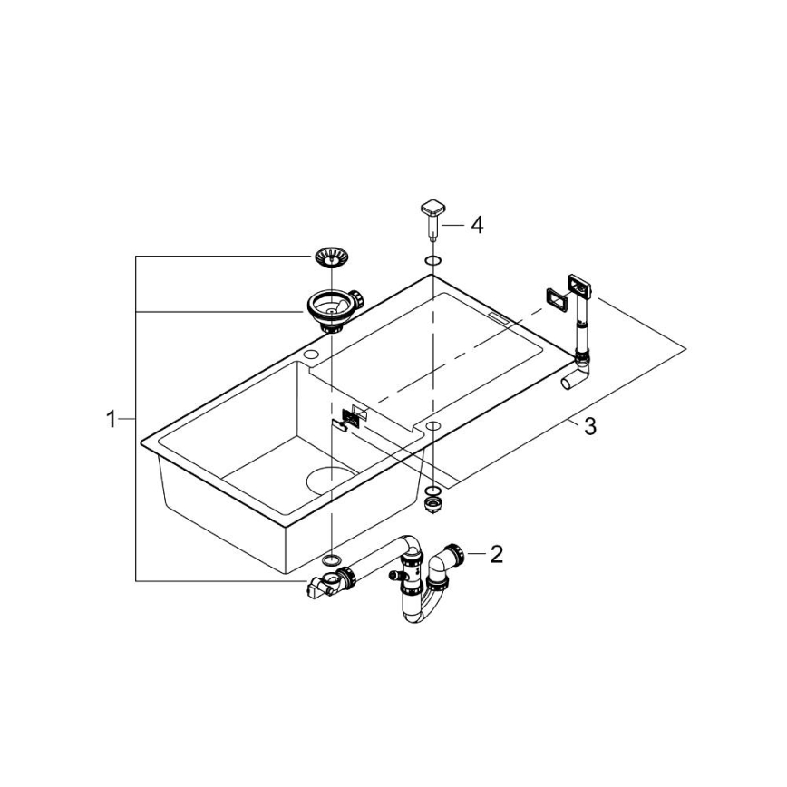 GROHE 31645AP0 - Évier K500 1000 × 500 mm pierre/noir
