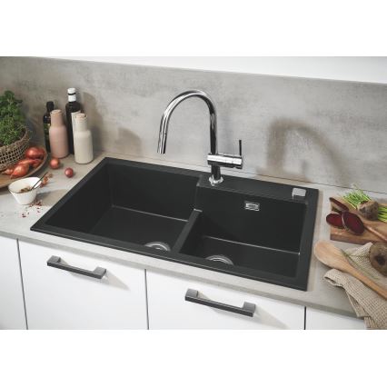 GROHE 31649AP0 - Keukenspoelbak K500 860 × 500 mm graniet/zwart