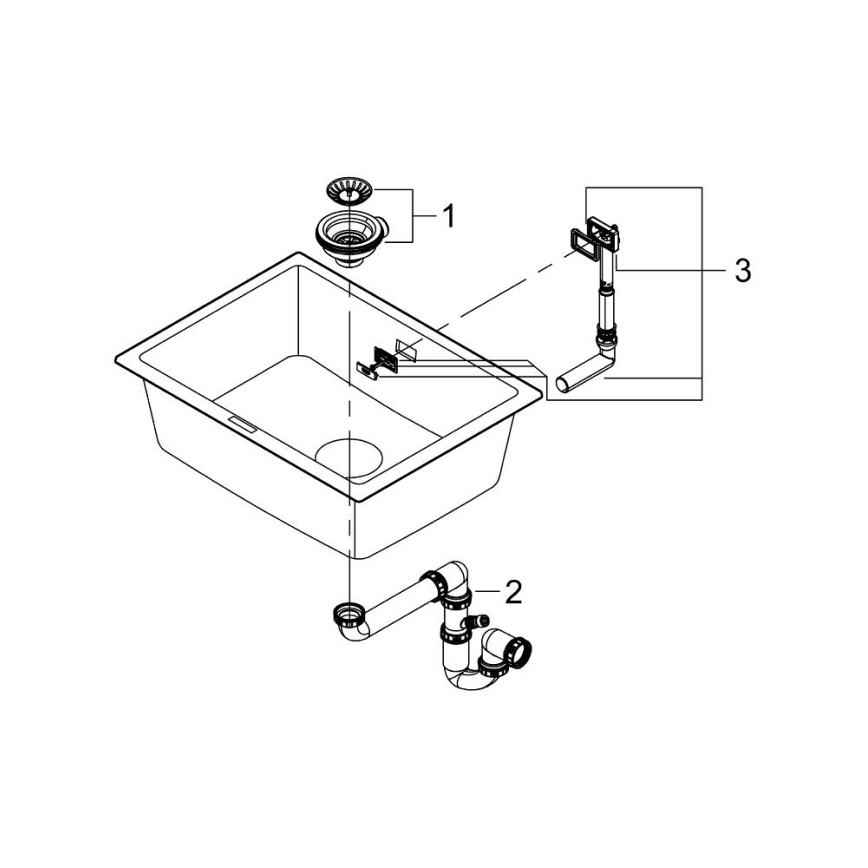 GROHE 31655AP0 - Composiet spoelbak K700U 610 × 460 mm, zwart