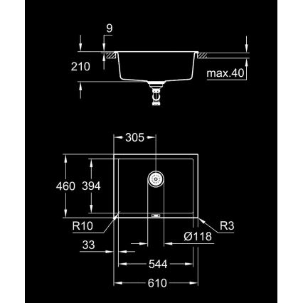 GROHE 31655AP0 - Évier en composite K700U 610 × 460 mm noir