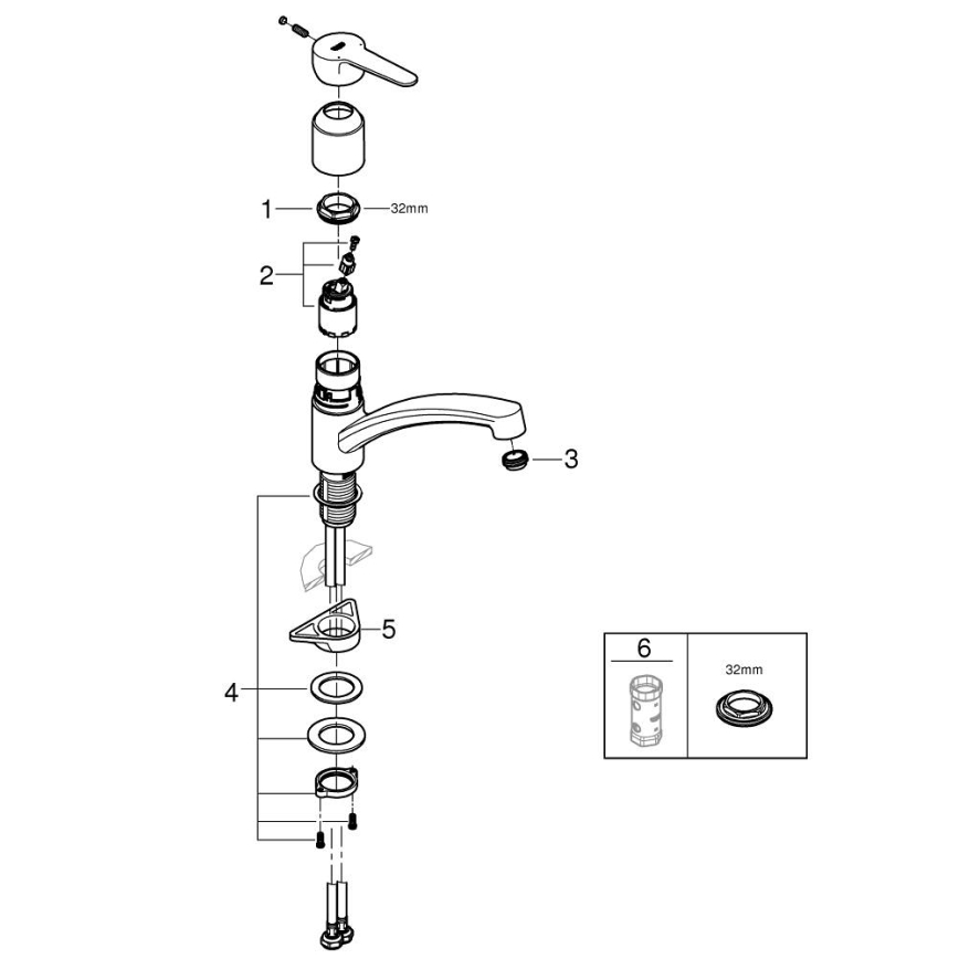 GROHE 31680000 - Keukenkraan BAUECO glanzend chroom