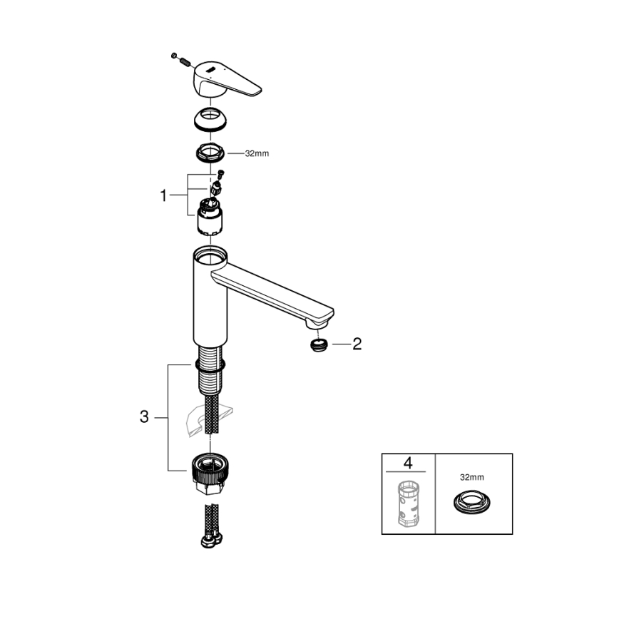 GROHE 31693000 - Mitigeur d'évier BAUEDGE 193 mm, chrome brillant