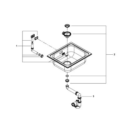 GROHE 31719SD0 - Évier de cuisine K200 533 × 457 mm en acier inoxydable