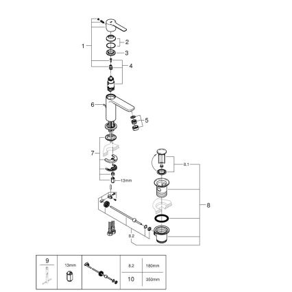 GROHE 32109GL1 - Wastafelkraan LINEARE, goudkleurig