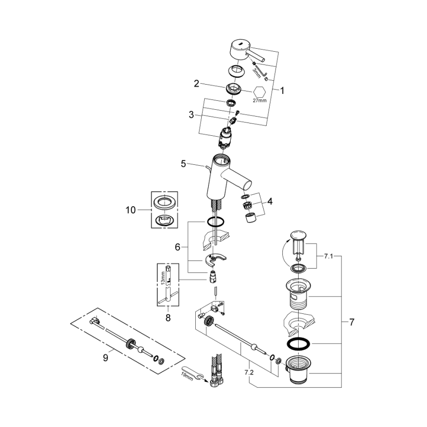 GROHE 32204001 - Wastafelmengkraan CONCETTO DN 15, hoogglans chroom