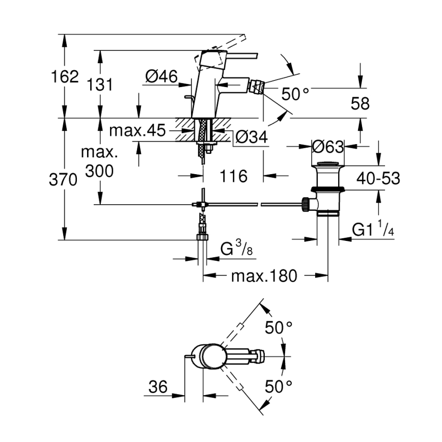 GROHE 32208001 - Bidetmengkraan CONCETTO DN 15 glanzend chroom
