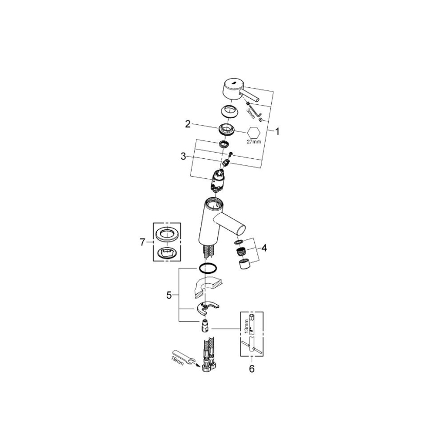 GROHE 3224010E - Mitigeur lavabo CONCETTO DN 15, chrome brillant