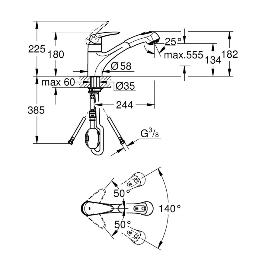 GROHE 32257001 - Mitigeur d'évier EURODISC en chrome poli
