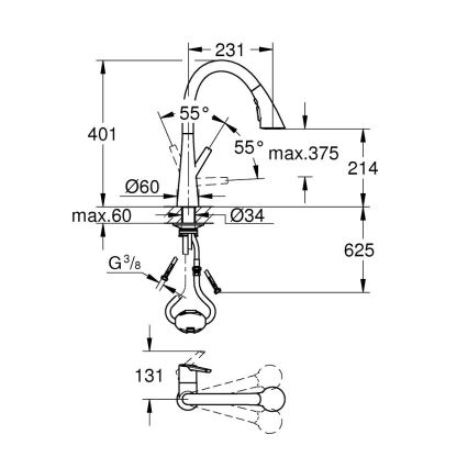 GROHE 32294002 - Keukenkraan ZEDRA 401 mm glanzend chroom