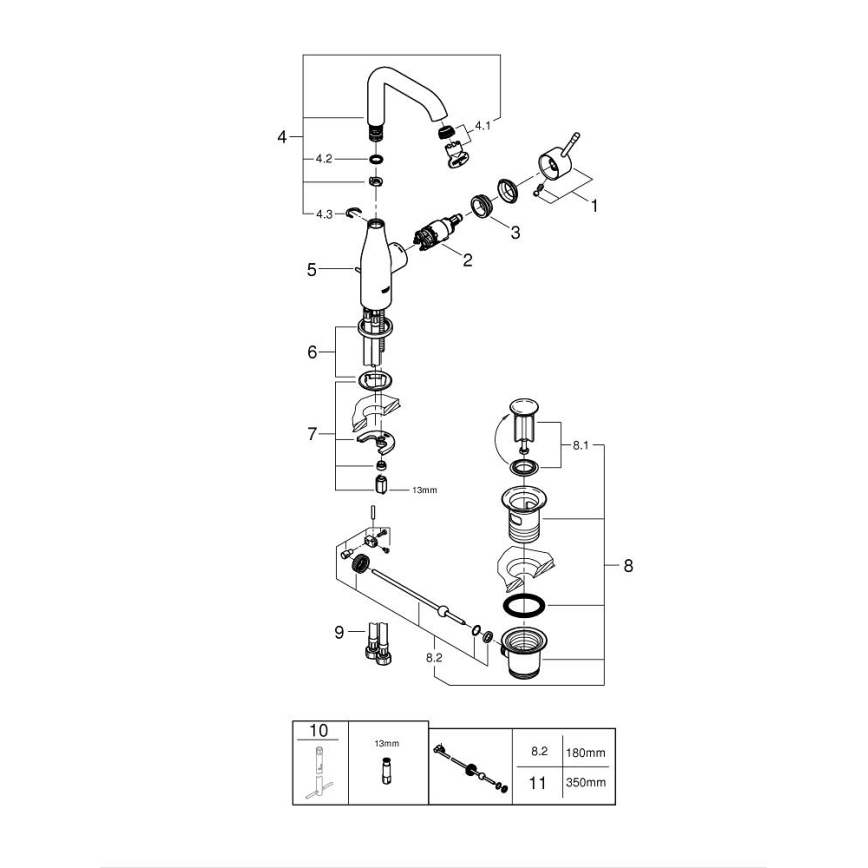 GROHE 32628DL1 - Wastafelkraan ESSENCE maat L brons