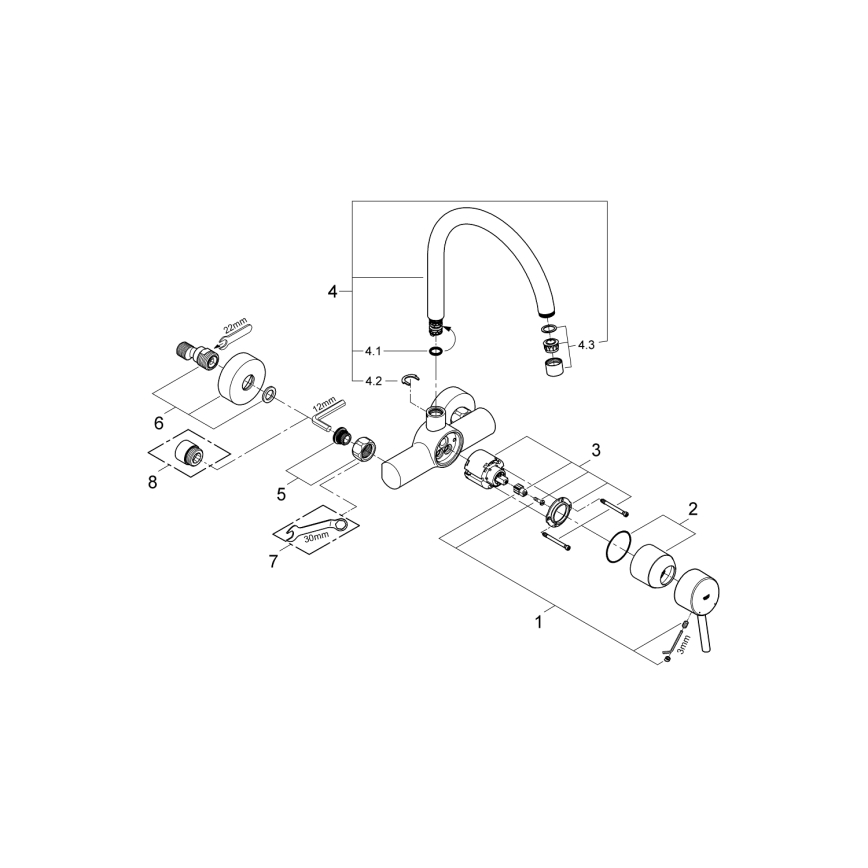 GROHE 32667001 - Mitigeur pour évier CONCETTO 280 mm, chrome brillant