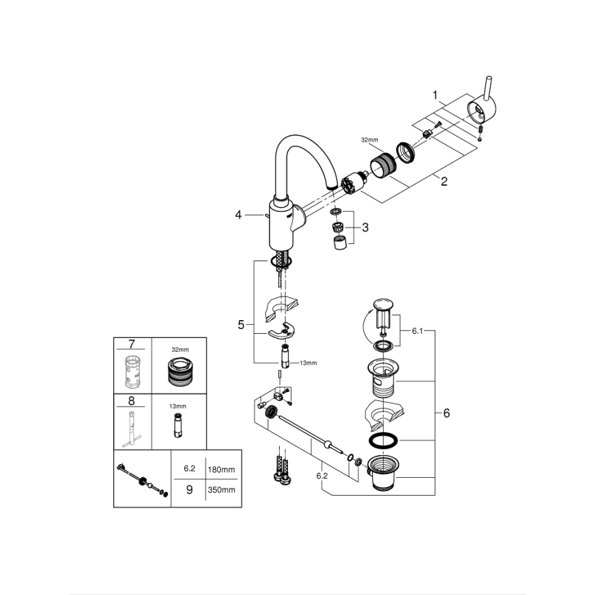 GROHE 32723001 - Mitigeur lavabo FEEL taille L chrome brillant