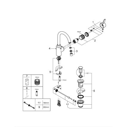 GROHE 32830001 - Wastafelkraan EUROSMART COSMOPOLITAN maat L, chroom