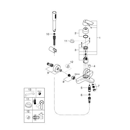 GROHE 32832000 - Badmengkraan EUROSMART COSMOPOLITAN