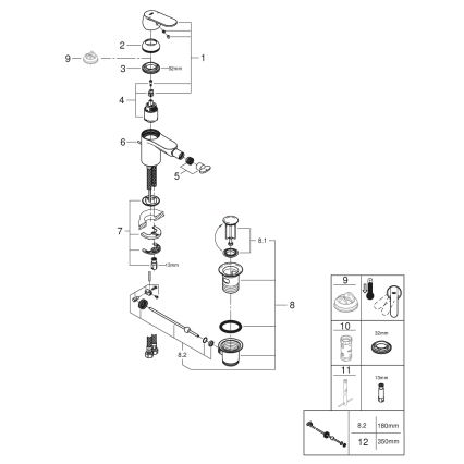 GROHE 32839000 - Bidetmengkraan EUROSMART COSMOPOLITAN, maat S, glanzend chroom