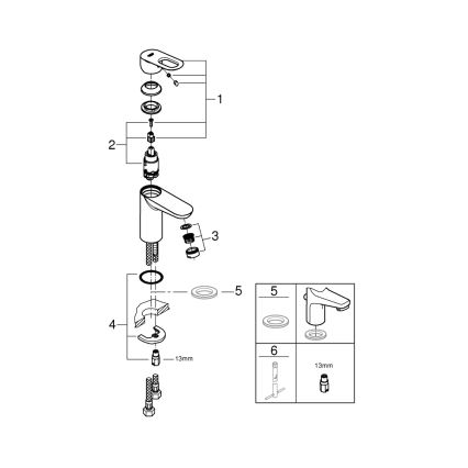 GROHE 32854000 - Wastafelmengkraan BAULOOP glanzend chroom