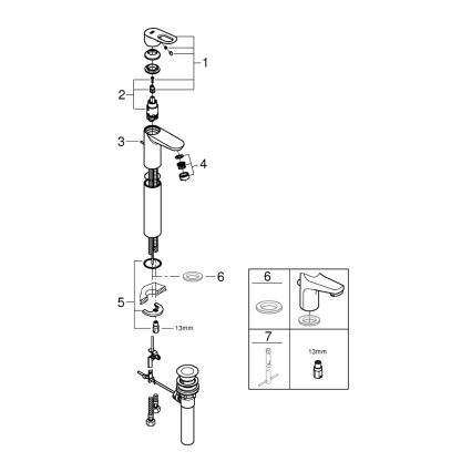 GROHE 32856000 - Wastafelkraan BAULOOP 12” glanzend chroom