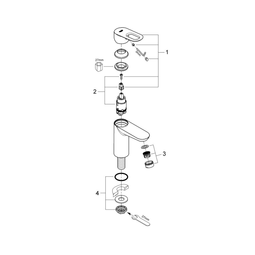 GROHE 32857000 - BAULOOP wastafelmengkraan DN 15, glanzend chroom